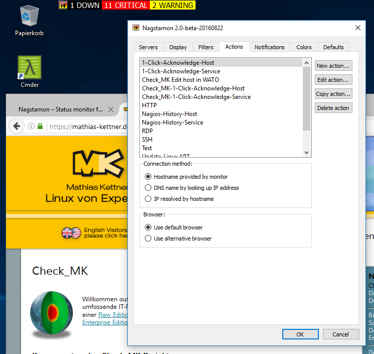 context menu actions settings